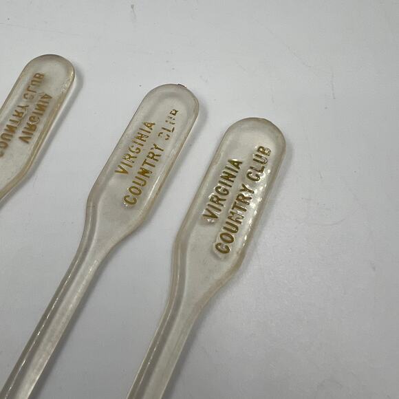 Vintage Lot Cocktail Stirrers Textured Four Roses Virginia Country Club Clear - Picture 3 of 9